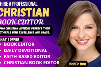 proofread, development edit, format christian book daily devotionals book editor