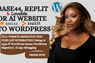 migrate base44 or replit ai website to wordpress and fix bugs or errors