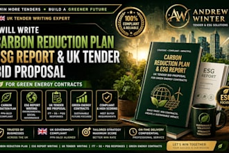 write carbon reduction plan esg report UK tender bid proposal for green energy