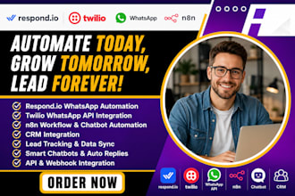 setup respond io whatsapp automation with twilio n8n chatbot and CRM integratio