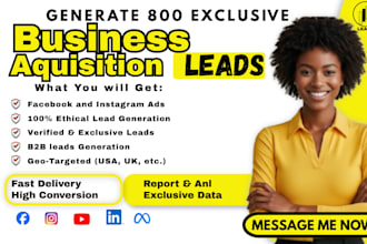 800 verified business acquisition leads, mergers acquisition leads facebook ads