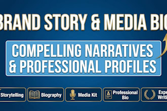 write a compelling brand story and professional media bio