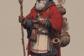 draw fantasy charcter, game art, dnd character illustration