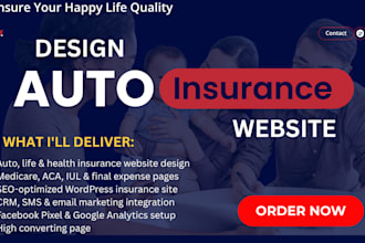 design auto insurance website, car insurance, insurance leads and landing page