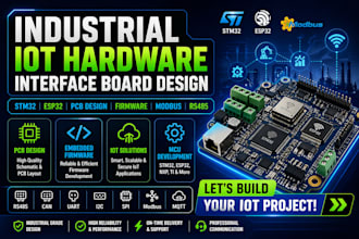 industrial iot hardware interface board design, stm32 esp32 modbus pcb firmware