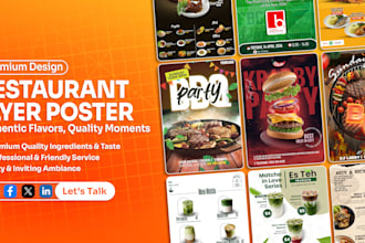 design restaurant flyer poster and social media posts