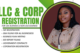 do US llc, pllc, llp, c corp company registration, dba, ein tax id, boi report