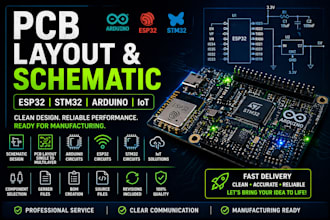 do pcb design, schematic, multilayer pcb layout, iot, esp32, arduino, and stm32