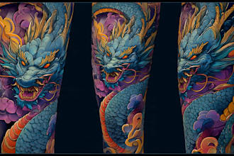 illustration for anime tattoo in color
