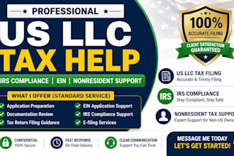 help you with US llc tax filing irs compliance and nonresident tax support