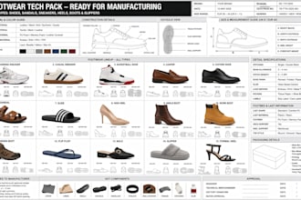 do tech packs for sandal, sneakers, hills, boots, slippers for manufacturing