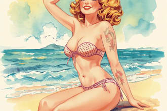 draw a pin up girl and pin up girl