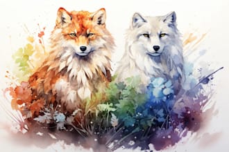 draw watercolor animal illustration art for you
