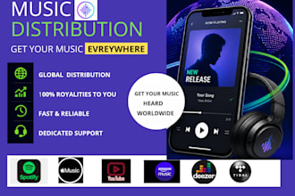 distribute your music to spotify, apple music, audiomack youtube music worldwide