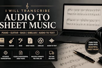 transcribe audio piano guitar to sheet music convert bass sibelius audio to text