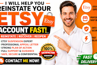 help with etsy account reinstatement, suspension appeal and shop recovery