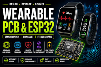 design wearable health pcb, esp32 firmware, smartwatch, sport bracelet and band