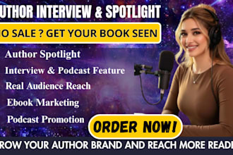 provide an author interview, podcast spotlight, and youtube book promotion