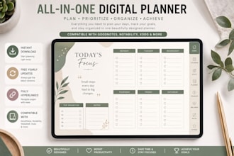 etsy digital planner hyperlinked planner digital product digital journal