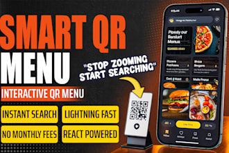 design a smart interactive digital qr menu with search and filters