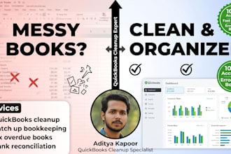 fix messy and overdue books with quickbooks cleanup and catch up bookkeeping