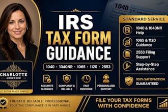 assist with irs tax forms 1040, 1040nr, 1065, 1120 and 2553 filing guidance