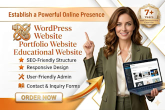 create wordpress website educational website and portfolio website