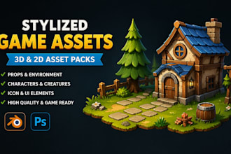 create stylized 2d and 3d game assets and props