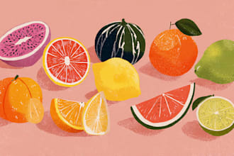 draw minimalist floral object, fruit, plant illustration