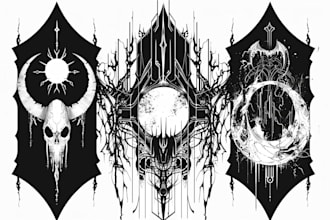 draw gothic, horror, black metal logo style artwork