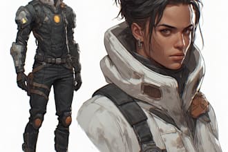 design futuristic sci fi character illustration