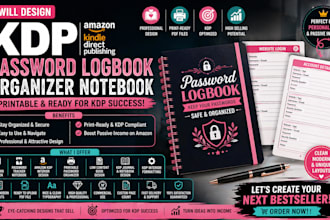 design KDP password logbook organizer notebook printable