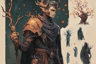 draw original dnd or rpg character art mpas party