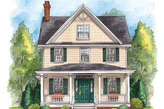 draw house illustration watercolor style