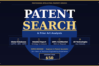 conduct a patent search and prepare prior art report for your invention