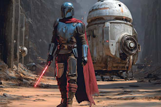 make a star wars and sci fi illustration