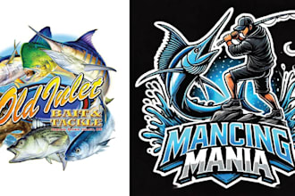 design high quality fishing mascot logo with express delivery