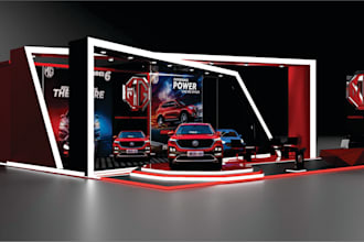 design 3d stage events layout, exhibition setup, stage setup