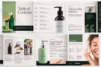 design editable b2b skincare product catalog, brochure cosmetics catalogue