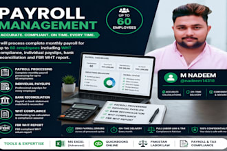 process your monthly payroll and wht compliance for 100 plus employees