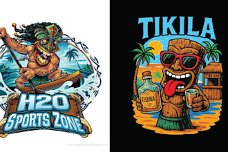 design high quality tiki bar mascot logo with unlimited revision
