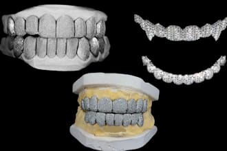design custom grillz 3d cad model with photorealistic render for 3d printing