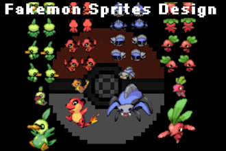 make retro pokemon , fakemon and monsters pixel art sprite for your game
