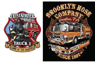 design high quality fire fighter vintage logo with express delivery