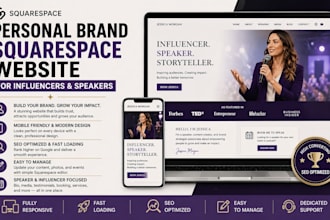 design a personal brand squarespace website for influencers and speakers