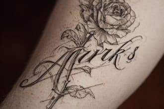 do your tattoo lettering logo and hand drawn typography