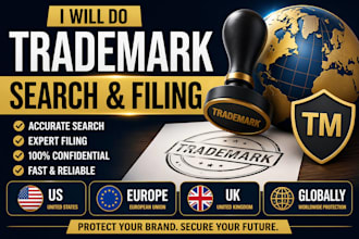 do trademark search and filling in the US europe UK and worldwide