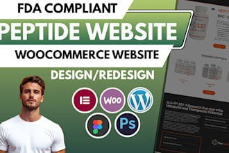 build fda compliant peptide website, research peptide store, woocommerce website