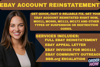 do ebay account reinstatement, vero suspension, mc011, mc999 and appeal letter