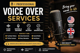 provide a natural voice over in american and british accent